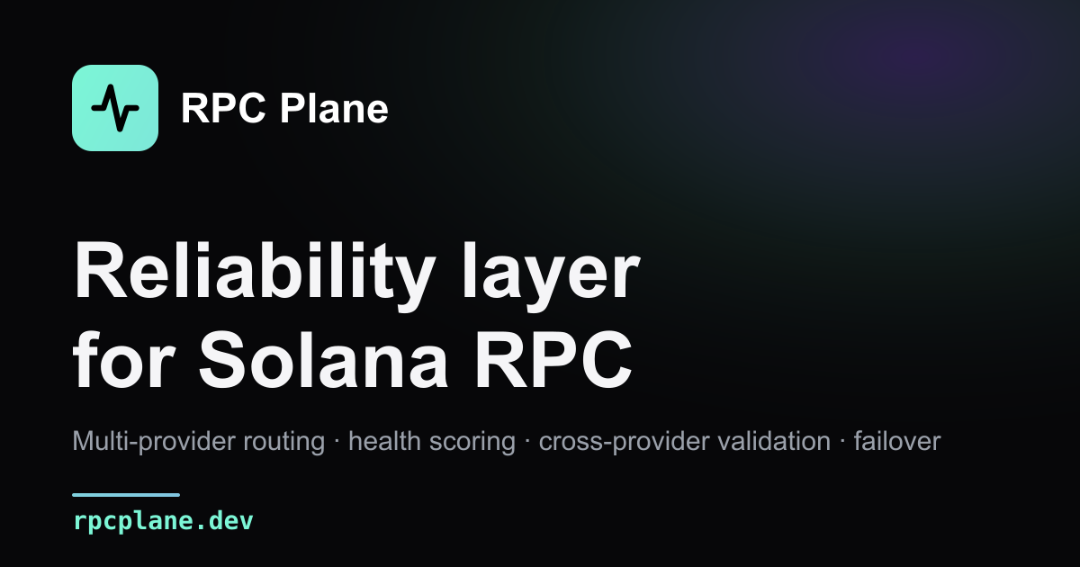 RPC Plane — Reliability layer for multi-provider Solana RPC